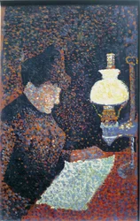 Femme sous la lampe