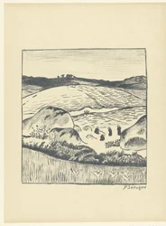 Paysage de collines avec champs