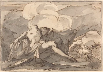 Le Christ mort avec des anges