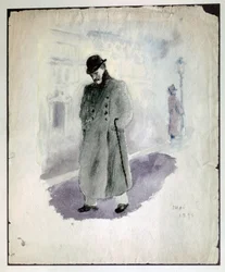 Paul VALERY : Selfportrait. 1894 (watercolor)