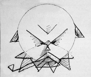 Autoportrait dessin du poète Paul Verlaine (1844-1896)