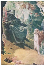 À cinq brasses de profondeur repose ton père : ses os sont faits de corail, illustration de La Tempête, 1908