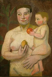 Mère et enfant (huile sur toile)