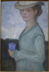 Autoportrait avec verre bleu