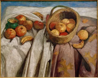Nature morte avec pommes et bananes