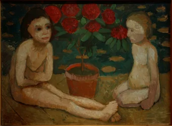 Deux enfants nus assis