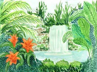 Oasis tropicale avec cascade