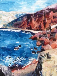 Paysage marin côtier aux couleurs vives