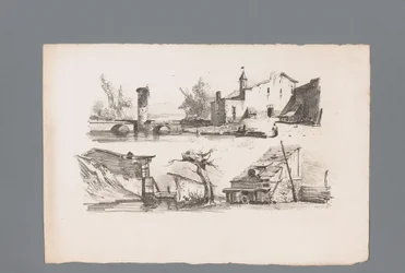 Deux vues de maisons (Principes de paysages)