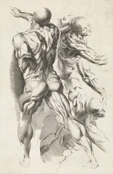 Étude anatomique de trois figures avec les bras étendus