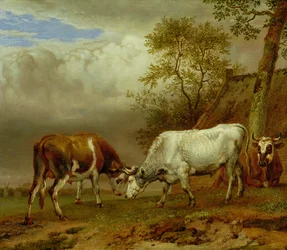Deux taureaux aux cornes verrouillées, 1653