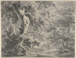 Paysage forestier avec deux figures près d