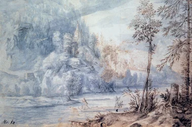 Bord de rivière avec radeau, 17e siècle