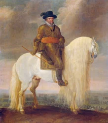 Le prince Maurits à cheval sur le cheval de guerre blanc qui lui a été offert après sa victoire à Nieuwpoort.