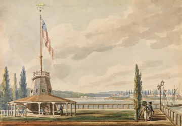 Première vue de New York par le voyageur—La Batterie et le mât de pavillon, 1811-vers 1813