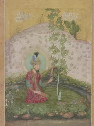 (détail) Humayun assis dans un paysage, de l