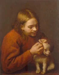 Garçon cherchant des puces sur un chien, 1650