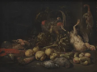 Nature morte avec fruits et oiseaux