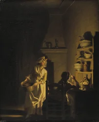 Le test des œufs, intérieur de cuisine