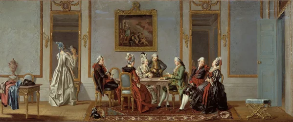Intérieur de style gustavien avec joueurs de cartes