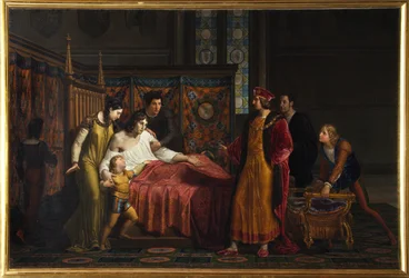 Charles VIII visitant le mourant Gian Galeazzo Sforza au château de Pavie