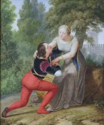 Orombello et Beatrice di Tenda dans le château de Binasco
