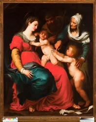 La Sainte Famille avec le papillon et avec sainte Élisabeth et saint Jean-Baptiste