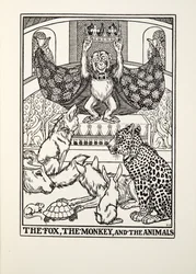 Le Renard, le Singe et les Animaux, des Fables de Fontaine, pub. 1905