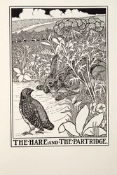 Le Lièvre et la Perdrix, des Fables de La Fontaine, pub. 1905