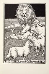 La Génisse, la Chèvre et la Brebis, des Fables de La Fontaine, pub. 1905