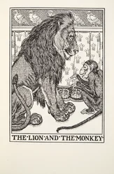 Le Lion et le Singe, des Fables de Fontaine, pub. 1905