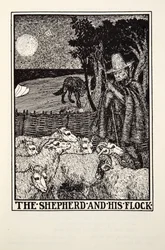 Le Berger et son Troupeau, des Fables de La Fontaine, pub. 1905