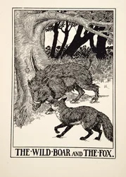 Le sanglier et le renard, de Cent fables d