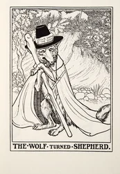 Le Loup devenu berger, des Fables de La Fontaine, pub. 1905