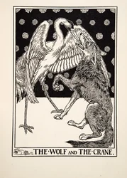 Le Loup et la Grue, tiré de Cent fables d