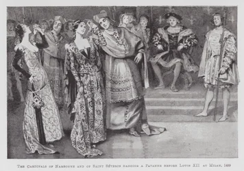 Danse : Les Cardinaux de Narbonne et de Saint Séverin dansant une Pavane devant Louis XII à Milan