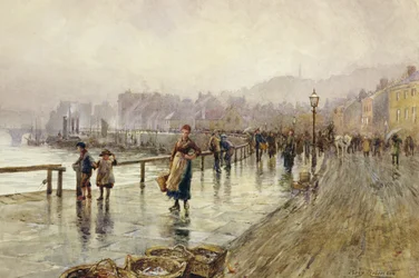 Un jour de pluie à Whitby (aquarelle sur papier)