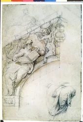 Étude pour une fresque avec un prophète et deux putti