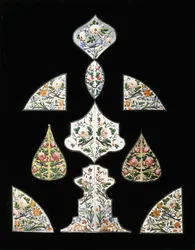 Un groupe de dix peintures sur miroir Qajar, décorées de diverses fleurs et oiseaux perchés, début du 19ème siècle