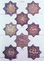 Huit carreaux décorés d