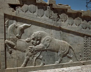 Combat entre un taureau et un lion - Reliefs de l