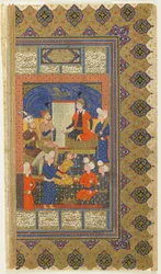 Luhrasp sur le Trône du Shahnama (Livre des Rois) par Firdawsi, c.1590-1600