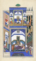 Mihrab entend la folie de Rudabeh, vers 1500-1540s