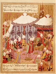 Sultan Bayazid capturé par Timur, 1402 du Zafarnama 1533
