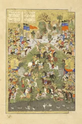 Talhand en bataille contre son frère, illustration du Shahnama (Livre des Rois)
