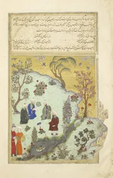 Firdausi rencontre les poètes de la cour de Ghazni, illustration du Shahnama (Livre des Rois)