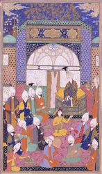 Shah Ismaïl tenant la première audience privée après son accession à Tabriz, c.1590-1600