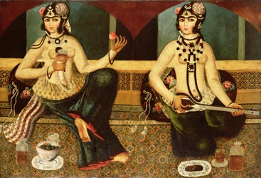 Deux dames du harem, Qajar, Perse, vers 1811-14