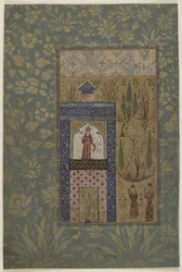 Deux jeunes devant une princesse à une fenêtre, c.1417-18