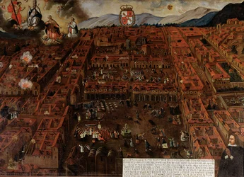 Vue de Cuzco au moment du tremblement de terre de 1650